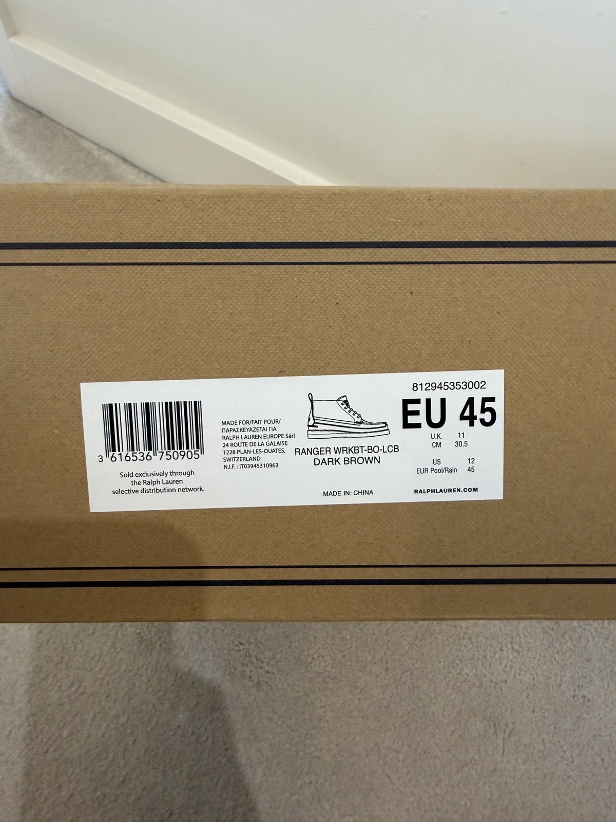 Ralph Lauren Men’s Ranger Boots – Dark Brown Leather (UK 11) New in Box RRP £249 image 7