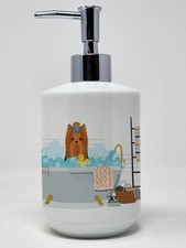 Black and Tan Full Coat Yorkshire Terrier Ceramic Soap Dispenser Hand Soap