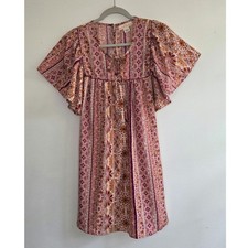 Band Of The Free Dress Women's Small. Short Sleeve Boho Rust floral Peasant.