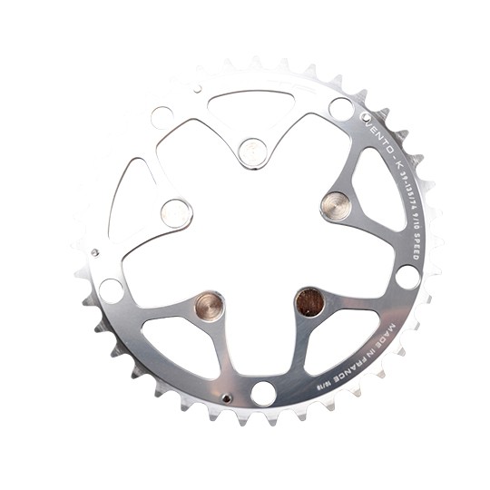 Pacco strada 5 bracci 135 mm per tripla vento 39 denti portante argento in allum