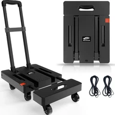 Folding Hand Truck Portable Dolly Cart with Wheels Foldable 500LB Heavy Duty ...
