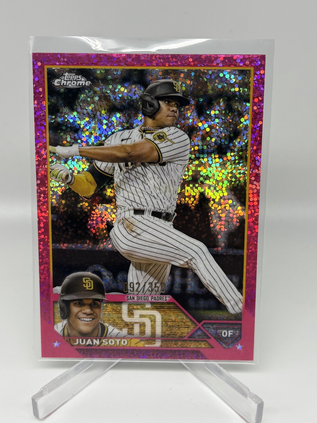 2023 Topps Chrome #100 Juan Soto Magenta Speckle Refractors #/350 Padres