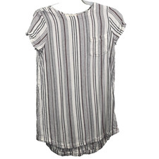 Cloth & Stone Shirt Dress Womens Size S White Stripe Linen Tunic Minimalist Boho