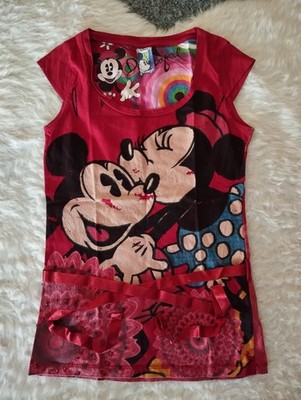   Schönes Desigual Shirt - Gr.M Rot mit Mickey Maus - Hinkuger   