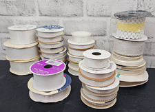 White Cream Ribbon Lot 32 Spools Satin Sheer Grosgrain Wedding Craft Trim