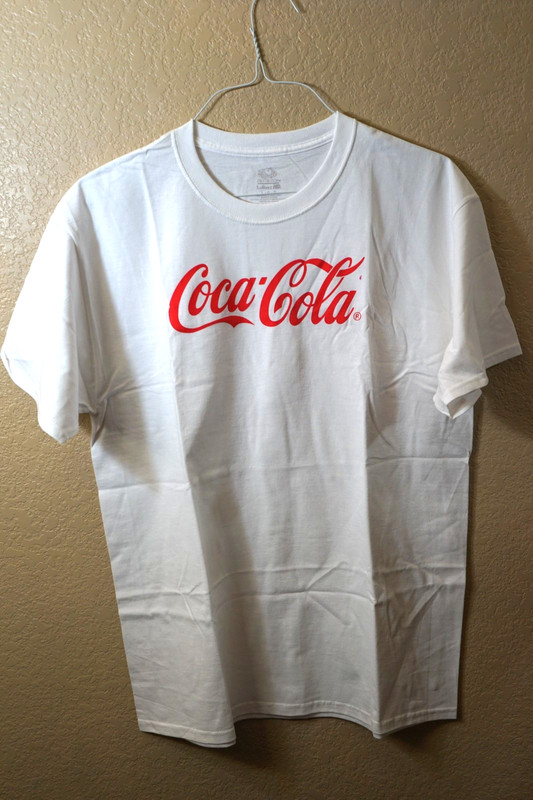 Coca Cola large white print tshirt and red logo hat osfm unisex