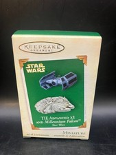 2005 Hallmark Keepsake Star Wars TIE Advanced x1 and Millenium Falcon Ornaments