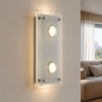 Wandlampe Wandleuchte Spotlampe Flurleuchte 2 Flammig Glas Chrom Klar Led 34Cm