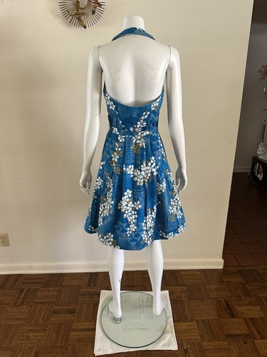 1960s Alfred Shaheen Hawaiian Floral Block Print Halter Dress Tiki Resort VTG - Picture 7 of 24