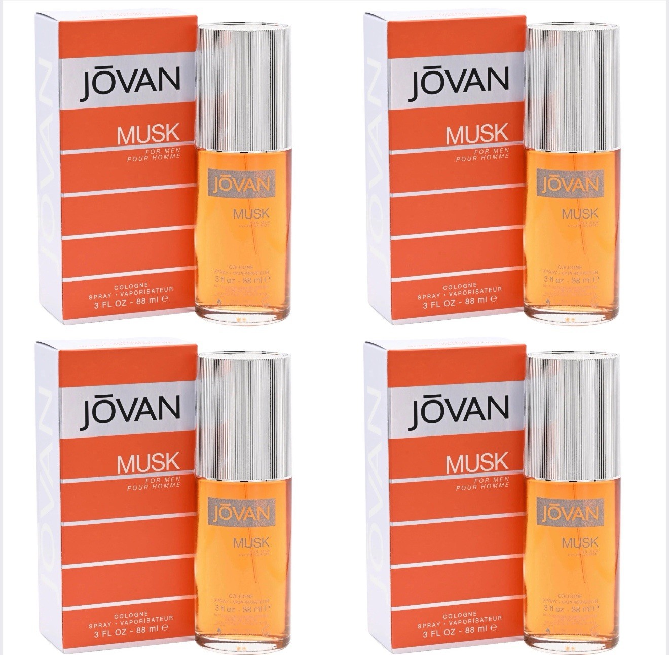 PACK OF 4 - JOVAN MUSK by Coty for Men 3.0 Oz 88 ml Cologne EDC Spray NEW IN BOX