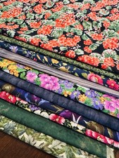 Quilting COTTON Fabric Lot 10 Fat Quarters FLORALS BLENDERS CUSTOM Bundle OH MY