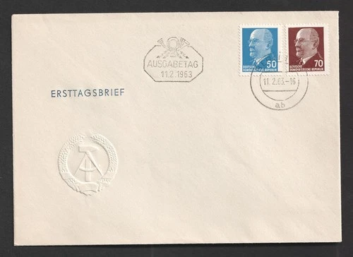 1963 DDR Germany Ulbrich 50pf, 70pf Definitives FDC. Berlin First Day Cover