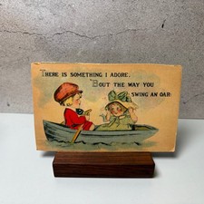 Vintage Postcard Children Rowboat Sweetheart Poem Made in USA 1910s