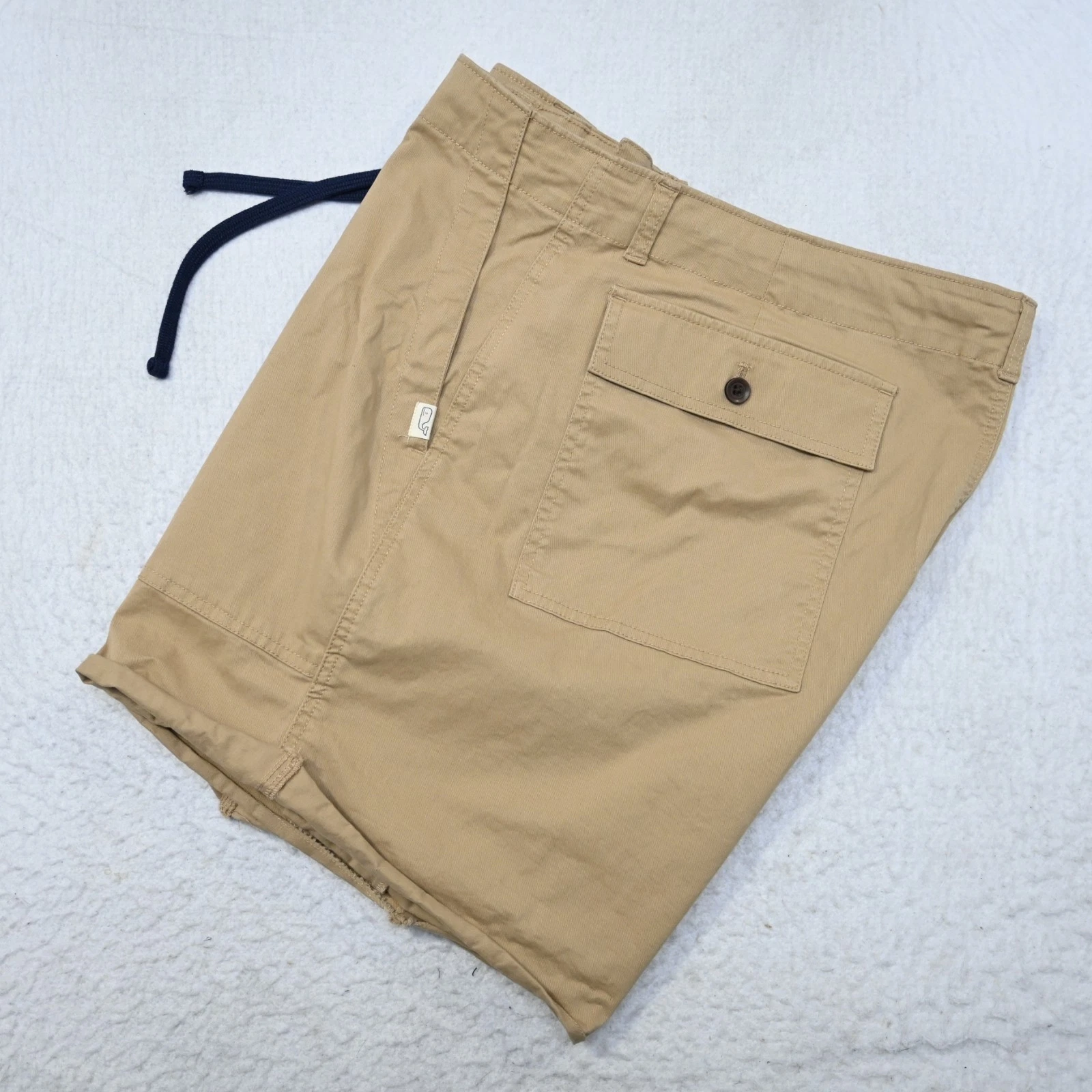 Vineyard Vines Whale Drawstring Chino Shorts Beige Flat Stretch Men Size 40 x 6"