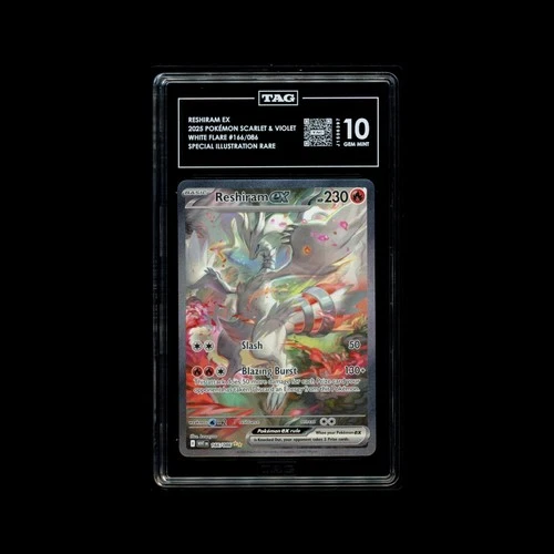 Reshiram ex 166/086 Sv: White Flare Holo TAG 10 Gem Mint