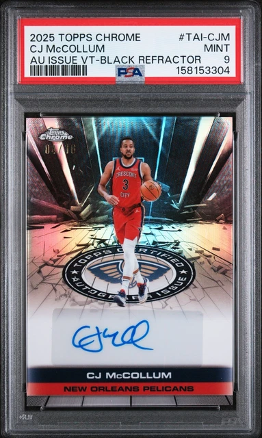 CJ MCCOLLUM 2025 TOPPS CHROME TOPPS AUTOGRAPH ISSUE 04/10 PSA 9