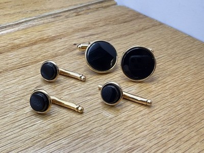 Vintage W.E.H. 14K Gold Filled Cufflinks & Shirt Pin Formal Tuxedo Set