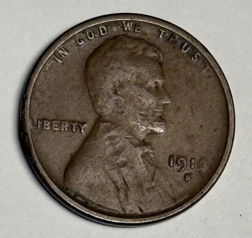 VG+ 1913-S Lincoln Wheat Cent, Rich Brown Very Good U.S. Better Date Coin