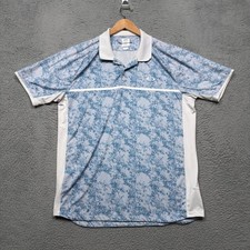 Oakley Polo Shirt Mens XL Blue Digital Camo Hydrolix Regular Fit Golf Stretch