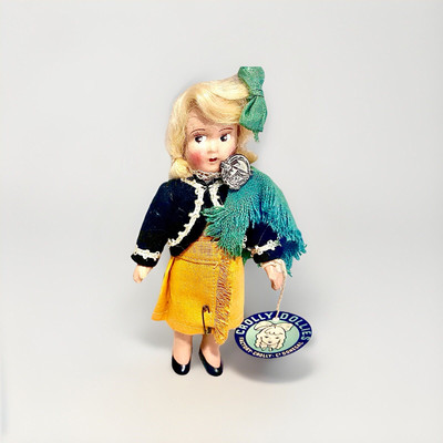 Rare Hand painted  Crolly Polly Doll  Blonde Piper, Ireland 1950 Made In Ireland