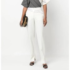 STELLA MCCARTNEY Beautiful Satin Waistband Slimming Cream Pants Sz 38 NWT $885!!