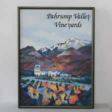 Vtg Pahrump Valley Vineyards Winery Wine Framed Poster Print Norm Brown 24x18