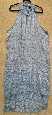 Gabrielle 3X Blue Tie Dye Halter Dress Boho Layered Ruffle Plus