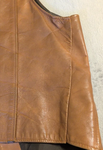 Vtg Rancher Leather Yoke Vest Schott XL USA Distressed Cowboy Cut MC Motorcycle image 15