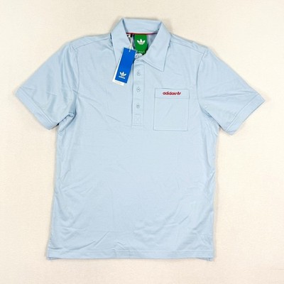 Adidas Originals Trefoil Polo Pocket Golf Shirt XL Mens Blue Sky/Red JI9112, NEW