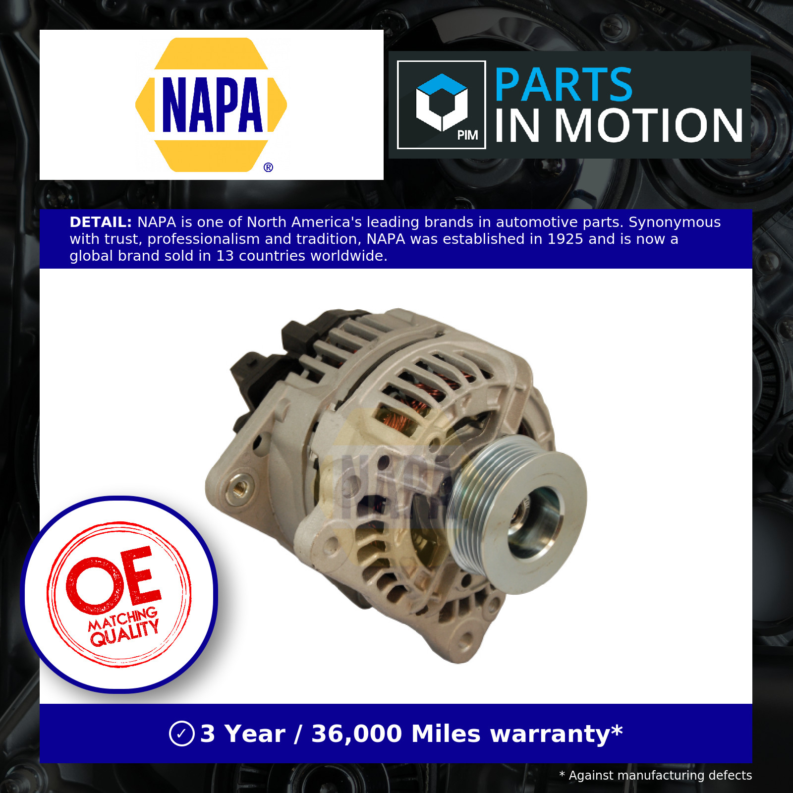 Alternator fits VW CARAVELLE Mk4 2.5D 98 to 03 NAPA 074903025KX 074903025K New