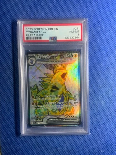 2023 Pokemon Obsidian Flames Tyranitar EX Ultra Rare FA #211/197 PSA 8