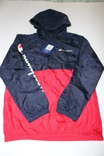 Champion Jacket Hooded Windbreaker Navy/Scarlet Youth Size M 8458C