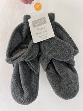 Hudson Baby Fleece Scooties Gray Booties 3T Adjustable Closure Non-Slip Lined