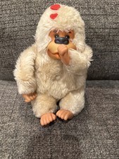 Vintage Russ Gonga Thumb Sucking Gorilla plush Cream Monkey Ape Hearts