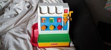 Jouet ancien caisse enregistreuse Fisher Price Till 6x pièces de monnaie