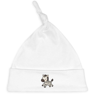 'Cute Running Zebra' Knotted Baby Hat - White (BH00038375)