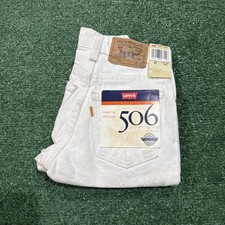 NWT Vintage 80s Levi  s 506 Orange Tab White Denim Youth Size 8 Slim 22 Waist