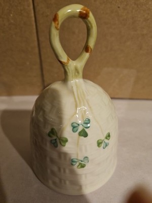 Vintage! Belleek Ireland Porcelain Basketweave Shamrock Bell  *NO CLAPPER*
