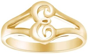 Authentic Alphabet Letter "E" Initial Engagement Ring in 14k Yellow Gold Plated