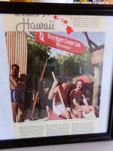 Hawaii, Outrigger Waikiki Island Print Ad 1936 Tourist, Beach Sun Canoe, Surf