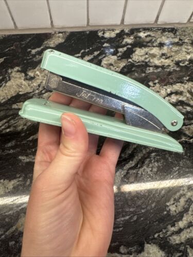 Vintage Jet 170 Stapler 5” USA Retro Office Teal Green Blue 1960-70s Works K - Picture 5 of 12