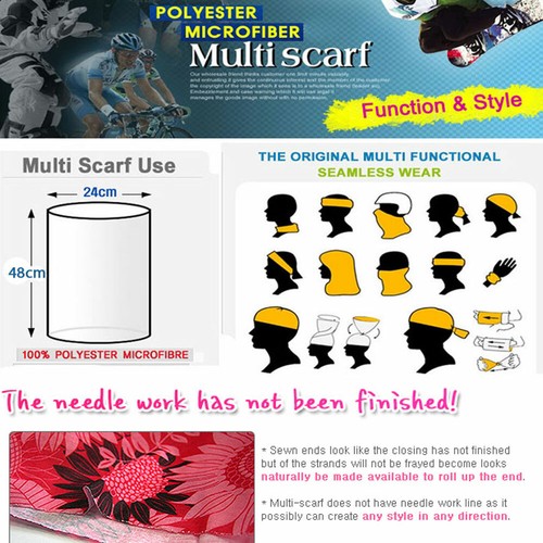 4 Seasons Multi Usage Polyester Microfiber Headwear Bandana Face Mask Black - Picture 3 of 6
