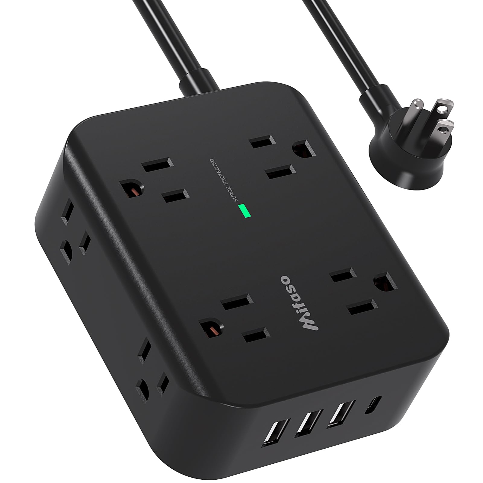 Extension Cord 15FT - 8 Outlets Power Strip Surge Protector with USB Ports He...-image