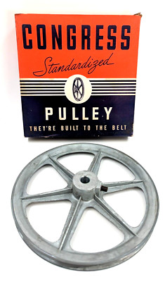 NOS! Vintage Congress 8.00  OD 1/2  Fixed Bore Die-Cast V-Belt Pulley, CA800