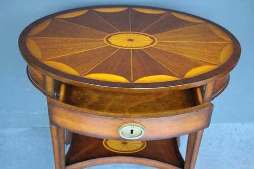 Antique Georgian Sheraton style marquetry inlaid lamp bedside table ornate inlay - Picture 11 of 12