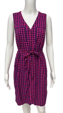 Tommy Hilfiger Women's Sleeveless Navy Blue And Pink Check shirt Dress Size XS