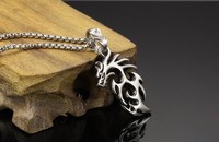 Ostan - Men's Jewelry 316l Stainless Steel Dragon Pendant Necklace - Silver Ostan - Men's Jewelry 316l Stainless Steel Dragon Pendant Necklace - Silver
