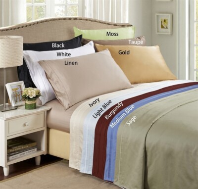 Luxury4PCSheetSet EgyptianCotton US-Queen/KingElephantGray/WhiteSolid 600/1000TC