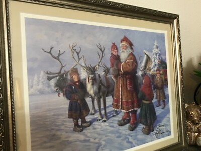 Santa And Children Painting by Robert Duncan Signed Very Rare