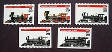 Sc # 2843-2847 ~ Booklet Singles ~ 29 cent Locomotives (fe10)